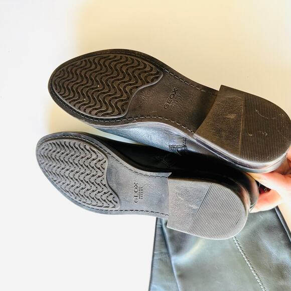 GEOX Repspira Alanis Dark Brown Black Leather Studded Riding Boots Shoes 39 - Picture 4 of 14